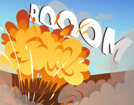 Explosion of dynamite with boom inscription conceptのイラスト素材