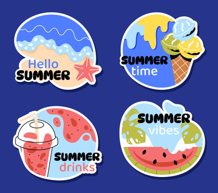 Set of summer labelsのイラスト素材