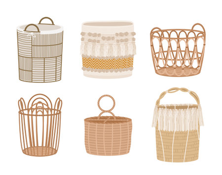Set of wooden basketsのイラスト素材