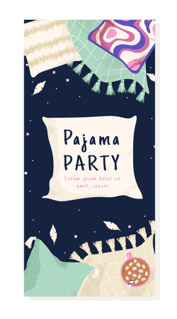 Pajama party postcard templateのイラスト素材
