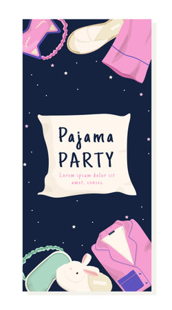 Pajama party postcard templateのイラスト素材