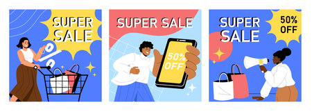 Set of big sale banners vectorのイラスト素材