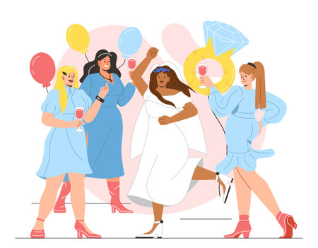 Bridesmaids with bride vector conceptのイラスト素材