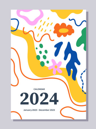 Abstract calendar cover 2024 vector conceptのイラスト素材