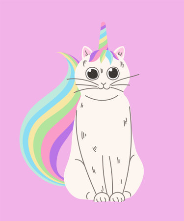 Cute caticorn sitting vector conceptのイラスト素材
