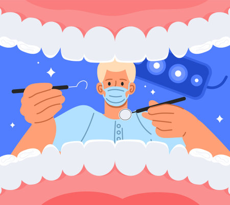Dentist treats teeth vector conceptのイラスト素材