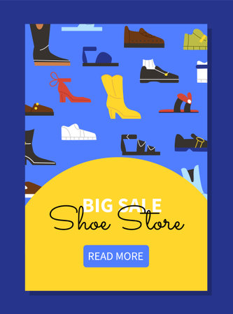 Blue flyer with shoes vector conceptのイラスト素材