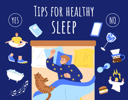 Healthy sleeping tips vector conceptのイラスト素材