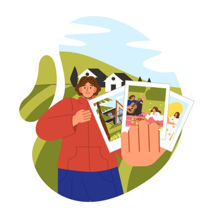 Instant photo camera vector conceptのイラスト素材