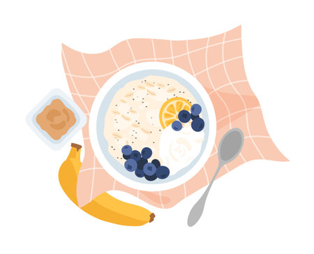 Breakfast meal top view conceptのイラスト素材