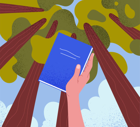 Character with book outdoor conceptのイラスト素材