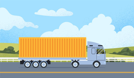 Logistic truck on highway conceptのイラスト素材