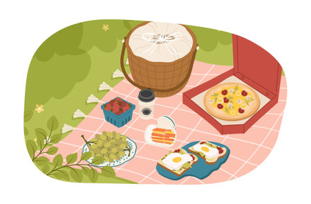 Outdoor summer picnic scene conceptのイラスト素材