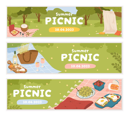 Set of picnic templatesのイラスト素材