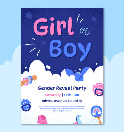 Gender reveal invitation conceptのイラスト素材