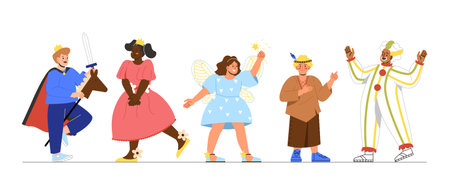 Children in costumes vector setのイラスト素材