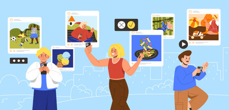 Children in social media vector conceptのイラスト素材