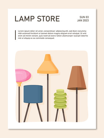 Poster with floor lamps vector conceptのイラスト素材