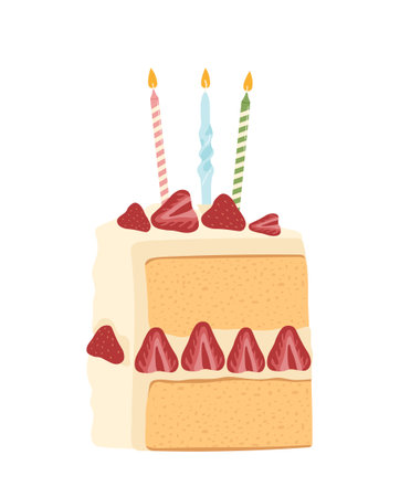 Cake slice with candles vector conceptのイラスト素材
