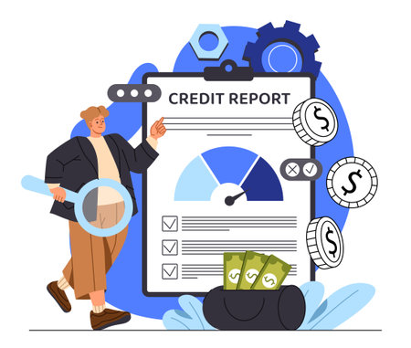Man with credit assessment vector conceptのイラスト素材