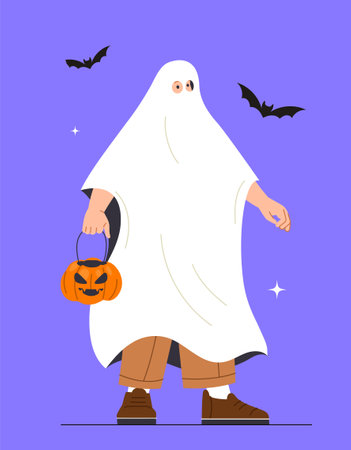 Halloween costume ghost vector conceptのイラスト素材