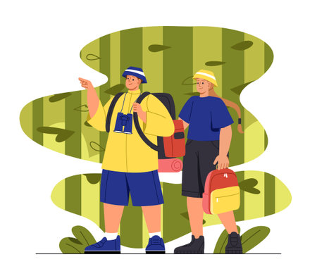 People travel in jungle vector conceptのイラスト素材