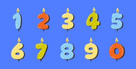 Numbered birthday candles vector setのイラスト素材