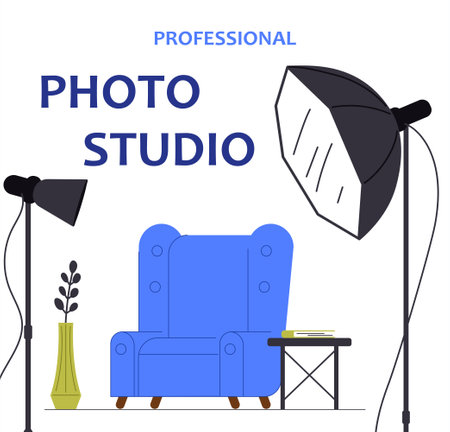 Photography studio poster vector conceptのイラスト素材