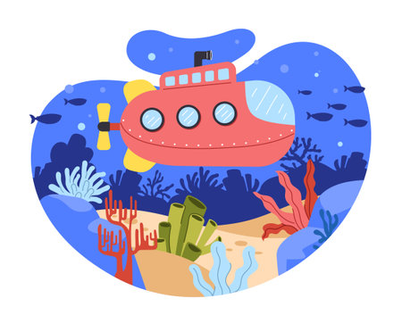 Submarine underwater vector conceptのイラスト素材