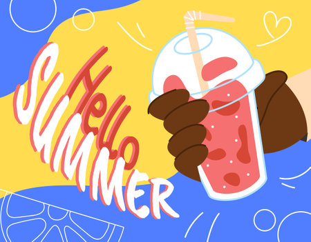 Summer card with cocktail vector conceptのイラスト素材