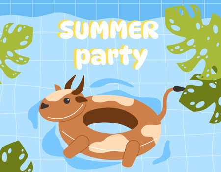 Summer card with swimming pool vector conceptのイラスト素材