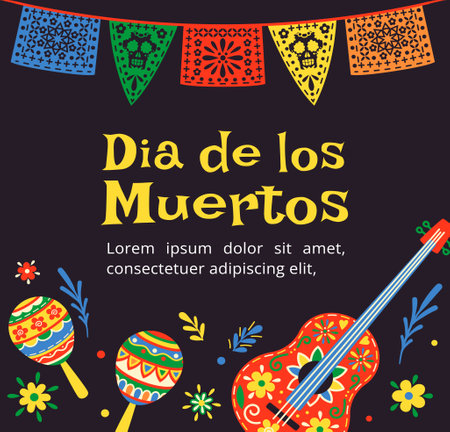Day of dead greeting card vector conceptのイラスト素材
