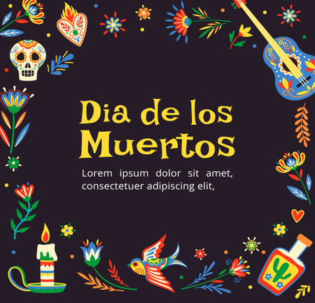 Day of dead greeting card vector conceptのイラスト素材