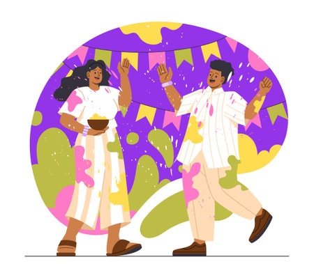 People at holi festival vector conceptのイラスト素材