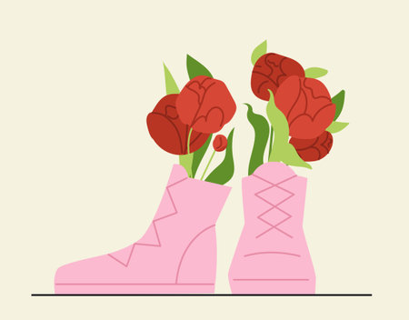 Flowers in wellies vector conceptのイラスト素材
