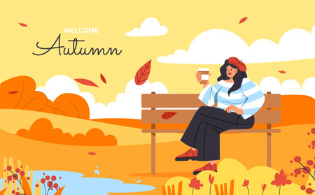 Hello autumn background vector conceptのイラスト素材