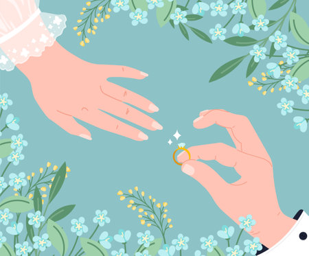 Proposal couple hands vector conceptのイラスト素材