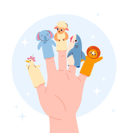 Puppets at fingers vector conceptのイラスト素材