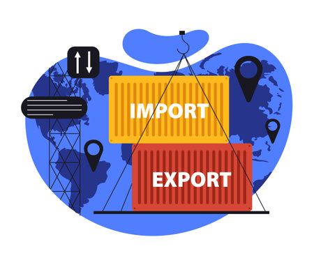 Import and export boxes vector conceptのイラスト素材