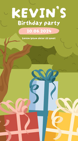 Birthday party story vector templateのイラスト素材
