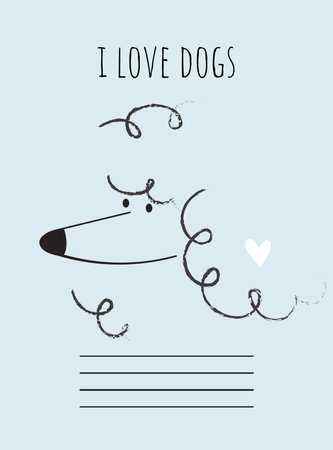 Dogs doodle postcard vector conceptのイラスト素材