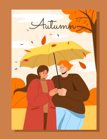 Fall season postcard vector conceptのイラスト素材