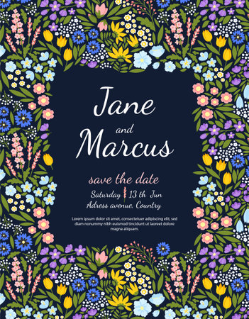 Floral wedding template vectorのイラスト素材