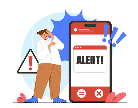 Scam alert notification vector conceptのイラスト素材