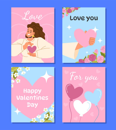 Valentines day cards vector setのイラスト素材