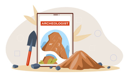 Archeologist with equipment vectorのイラスト素材
