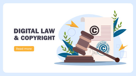 Digital law copyright vector posterのイラスト素材
