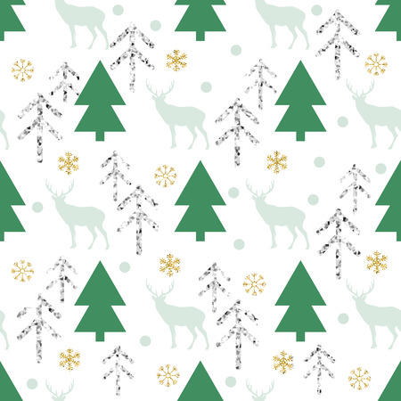 Christmas pattern on white with pine treeのイラスト素材