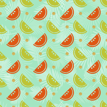 seamless colorful fruit with gold dot glitter pattern backgroundのイラスト素材