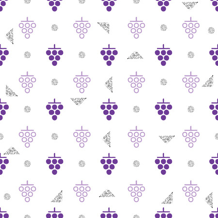 seamless purple grape with silver dot glitter pattern backgroundのイラスト素材